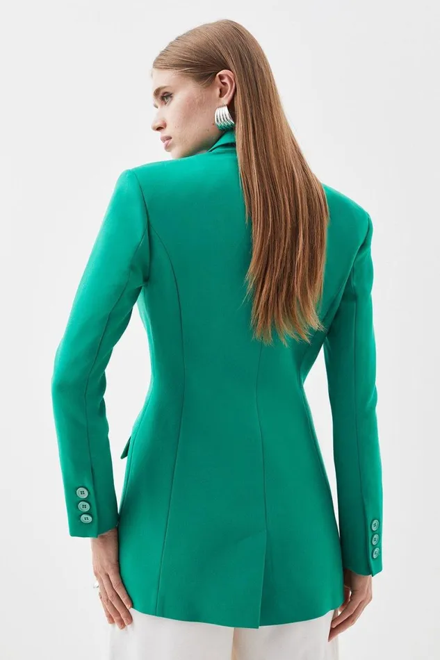 Coats and Jackets Women Karen Millen Clean Tailored Double Breasted Blazer Jacket Green