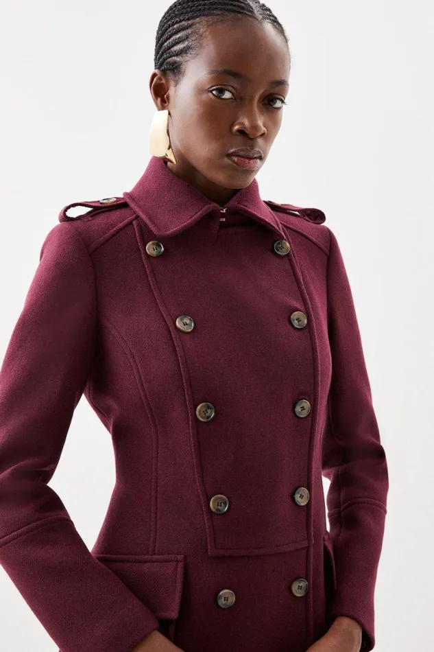 Coats and Jackets Women Karen Millen Italian Manteco Wool Military Coat Fig