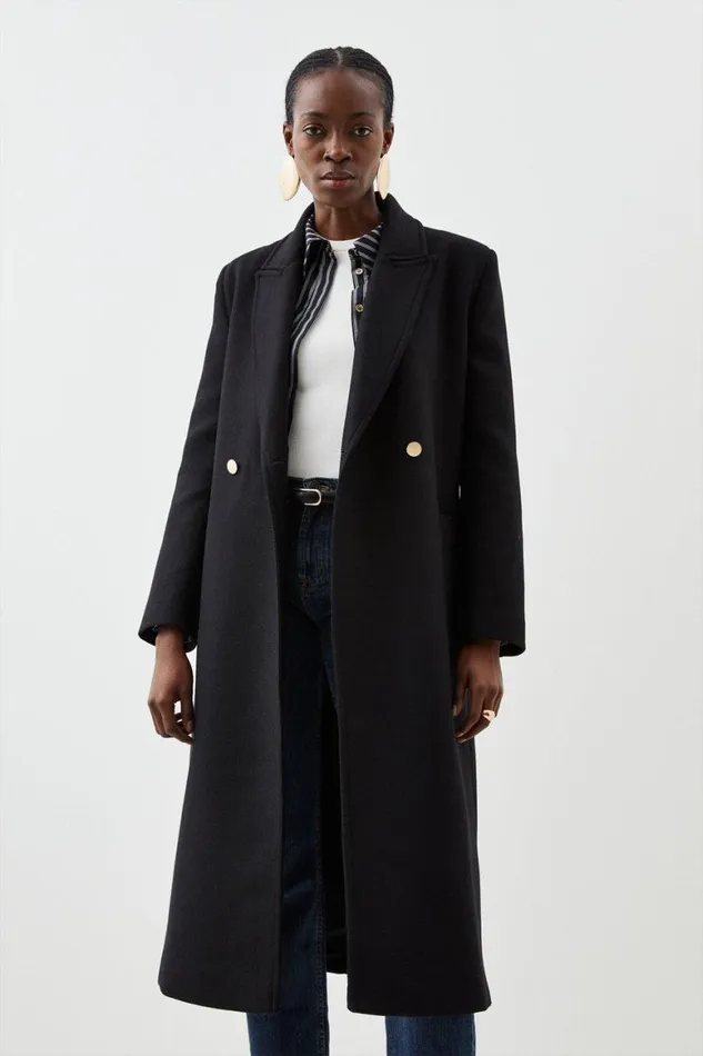 Coats and Jackets Women Karen Millen Italian Manteco Wool Mix Belted Midi Wrap Coat Black Coats and Jackets Women Karen Millen Italian Manteco Wool Mix Belted Midi Wrap Coat Black