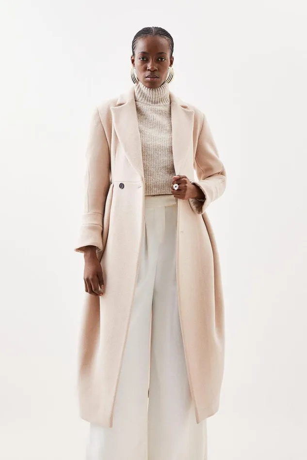 Coats and Jackets Women Karen Millen Italian Wool Blend Double Breasted Fitted Waist Coat Mink Coats and Jackets Women Karen Millen Italian Wool Blend Double Breasted Fitted Waist Coat Mink