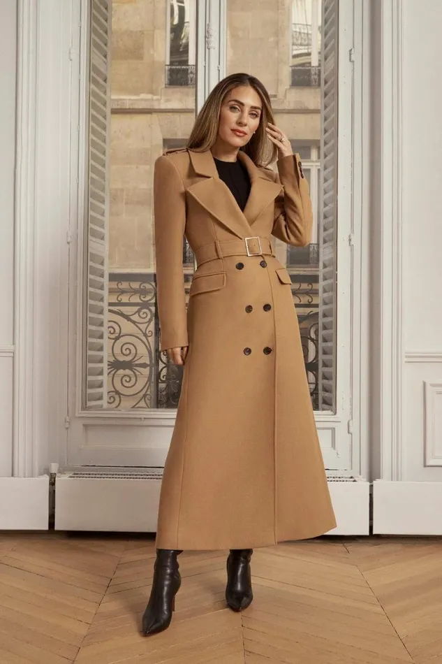 Coats and Jackets Women Karen Millen Lydia Millen Italian Manteco Wool Blend Belted Double Breasted Coat Camel Coats and Jackets Women Karen Millen Lydia Millen Italian Manteco Wool Blend Belted Double Breasted Coat Camel