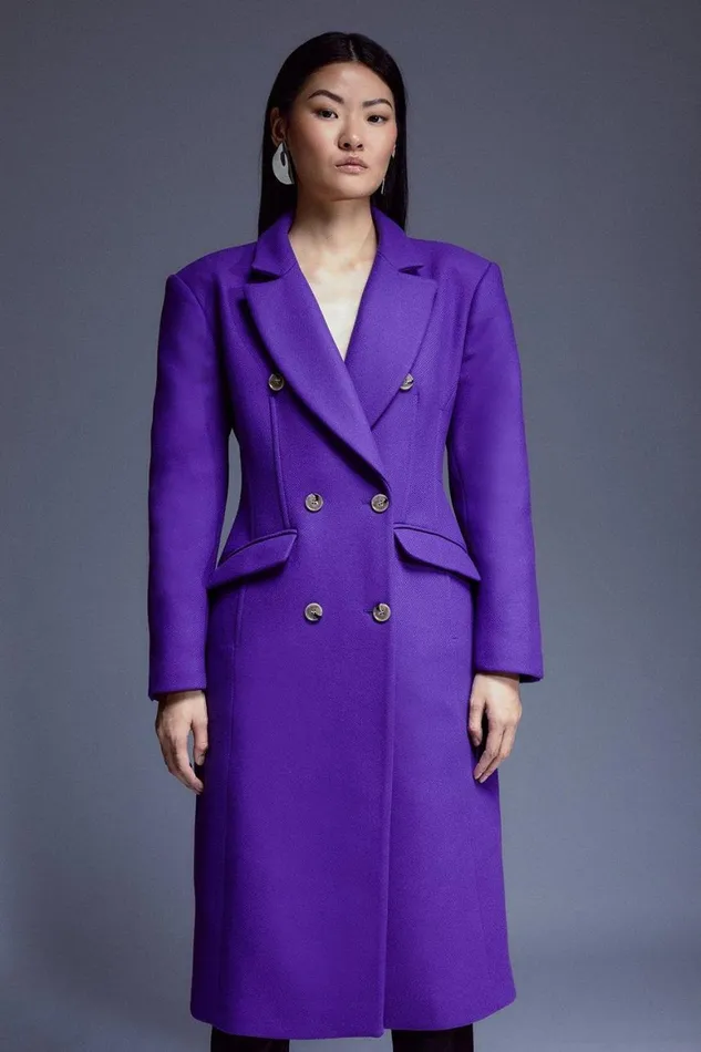 Coats and Jackets Women Karen Millen Petite Italian Manteco Wool Hourglass Coat Purple Coats and Jackets Women Karen Millen Petite Italian Manteco Wool Hourglass Coat Purple