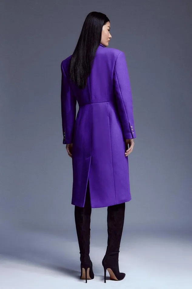 Coats and Jackets Women Karen Millen Petite Italian Manteco Wool Hourglass Coat Purple