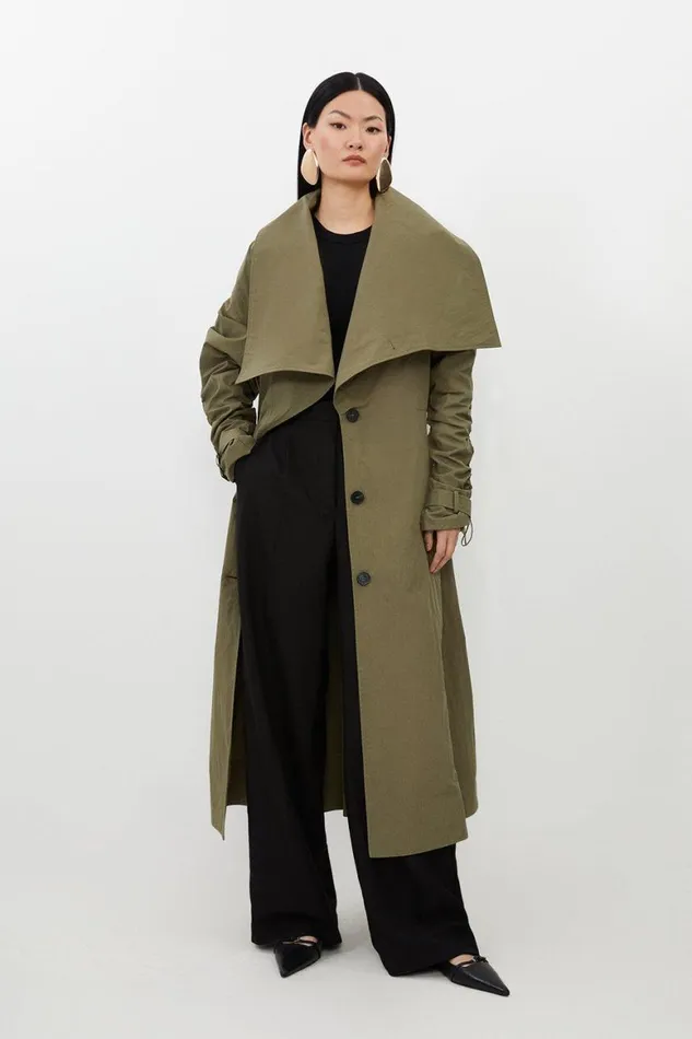 Coats and Jackets Women Karen Millen Tailored Asymmetric Collar Relaxed Fit Belted Coat Khaki Coats and Jackets Women Karen Millen Tailored Asymmetric Collar Relaxed Fit Belted Coat Khaki