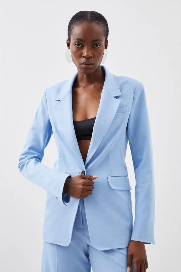 Coats and Jackets Women Karen Millen Tailored Single Breasted Pocket Detail Blazer Blue Coats and Jackets Women Karen Millen Tailored Single Breasted Pocket Detail Blazer Blue