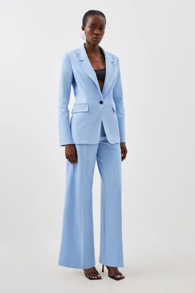 Coats and Jackets Women Karen Millen Tailored Single Breasted Pocket Detail Blazer Blue