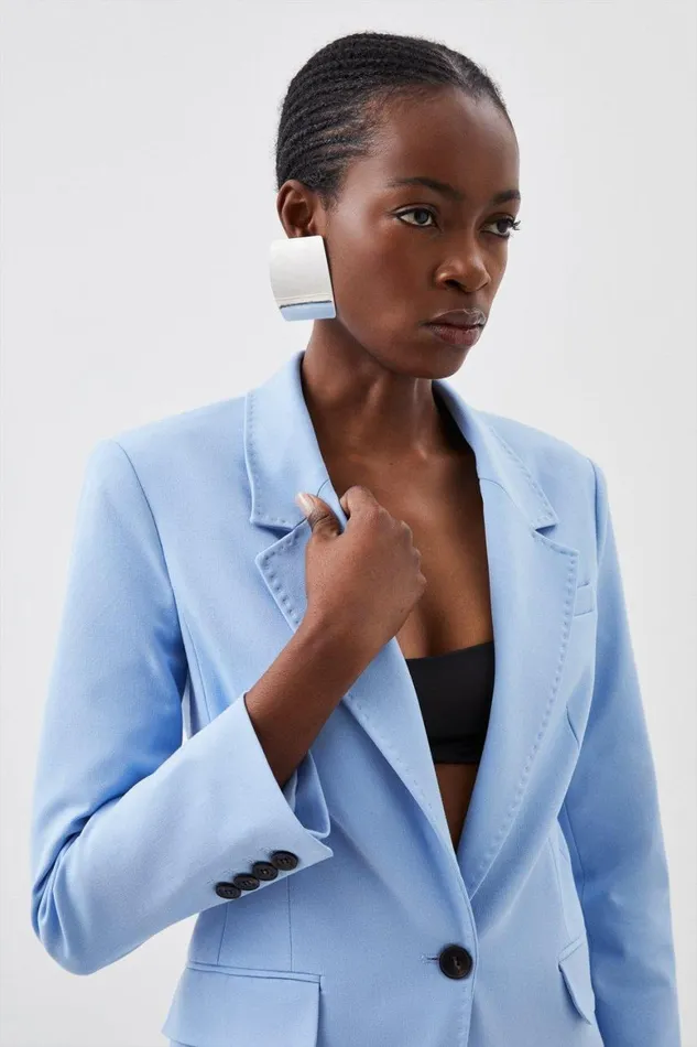 Coats and Jackets Women Karen Millen Tailored Single Breasted Pocket Detail Blazer Blue