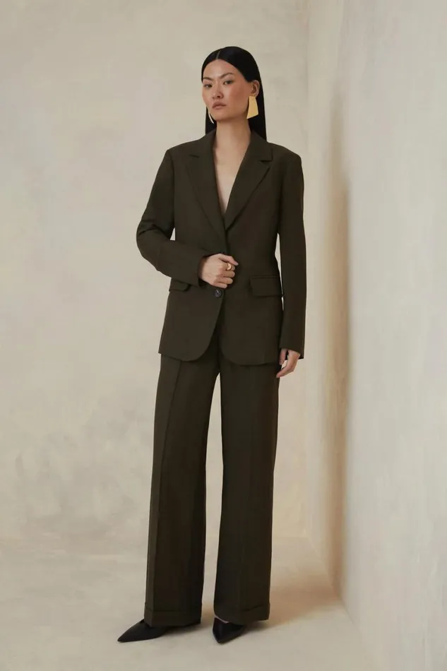 Coats and Jackets Women Karen Millen The Founder Premium Tailored Tencel Linen Pocket Detail Blazer Khaki Coats and Jackets Women Karen Millen The Founder Premium Tailored Tencel Linen Pocket Detail Blazer Khaki