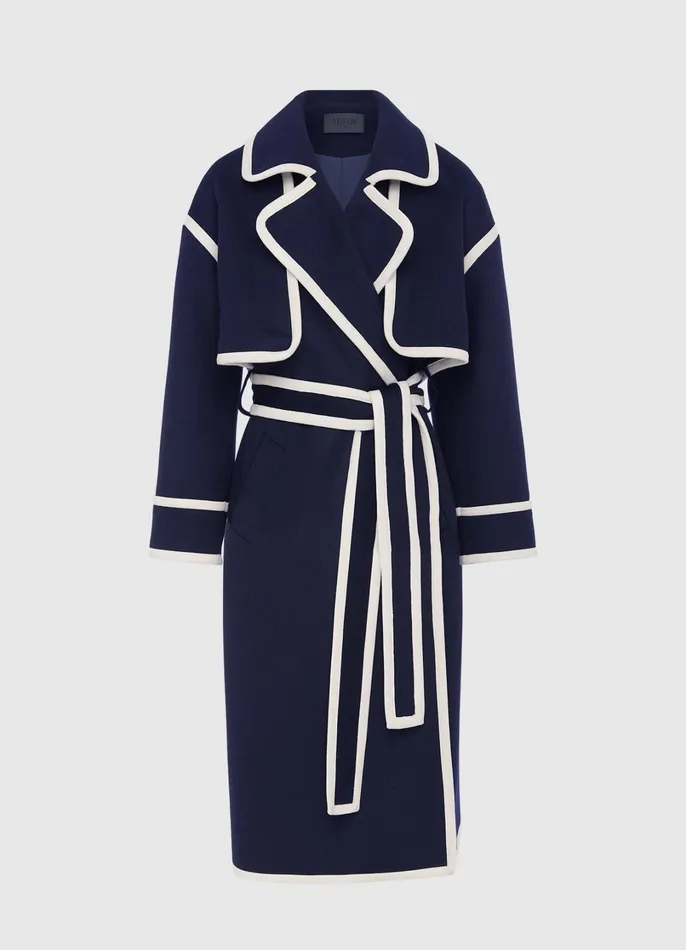 Coats and Jackets Women LEO LIN 3 In 1 Erin Contrast Stitch Wool Blend Coat 8211 Navy Coats and Jackets Women LEO LIN 3 In 1 Erin Contrast Stitch Wool Blend Coat 8211 Navy