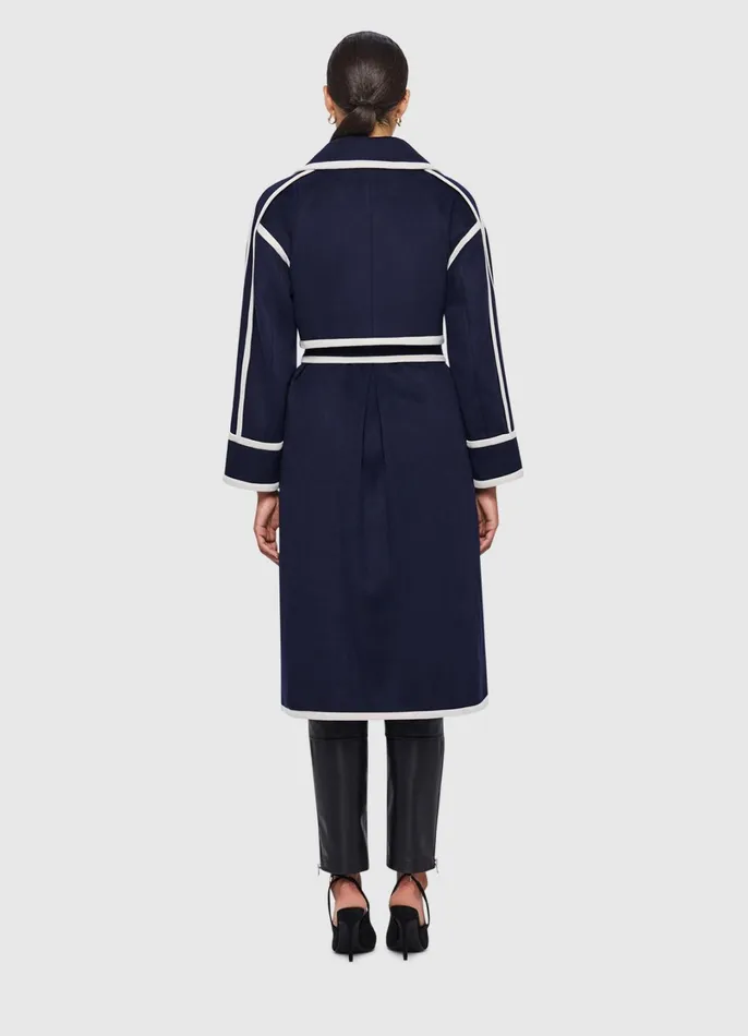 Coats and Jackets Women LEO LIN 3 In 1 Erin Contrast Stitch Wool Blend Coat 8211 Navy