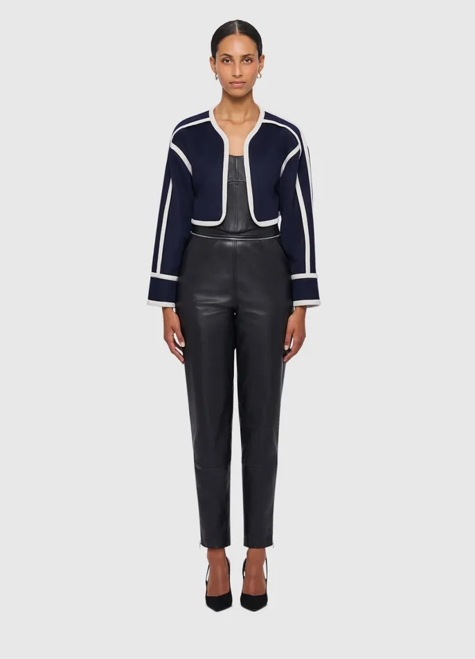 Coats and Jackets Women LEO LIN 3 In 1 Erin Contrast Stitch Wool Blend Coat 8211 Navy