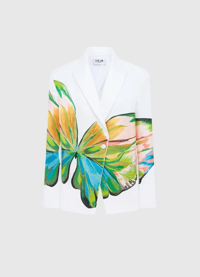 Coats and Jackets Women LEO LIN Jocelyn Embroidered Split Blazer 8211 Papillon Print Coats and Jackets Women LEO LIN Jocelyn Embroidered Split Blazer 8211 Papillon Print