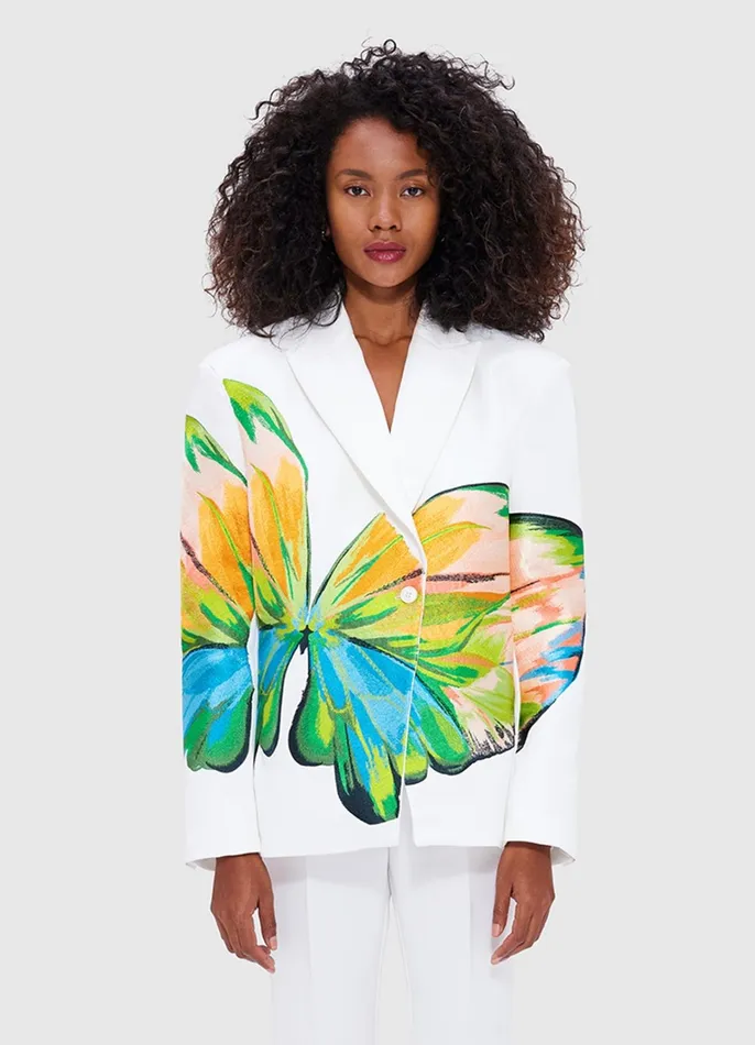 Coats and Jackets Women LEO LIN Jocelyn Embroidered Split Blazer 8211 Papillon Print