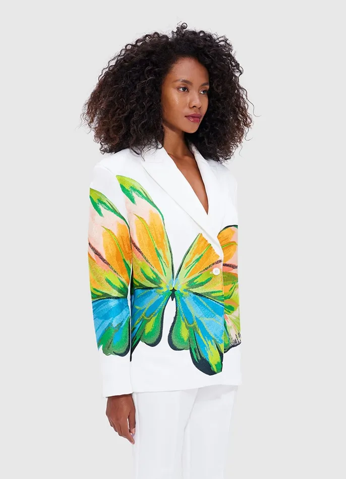 Coats and Jackets Women LEO LIN Jocelyn Embroidered Split Blazer 8211 Papillon Print