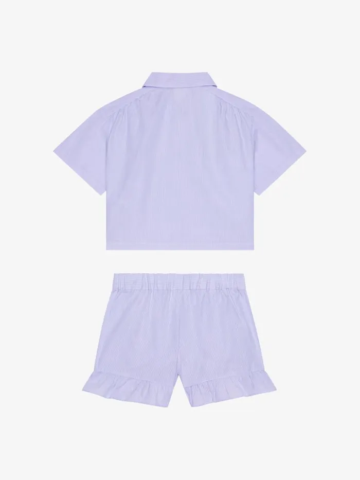 College Shirt And Shorts With Stripes Set Whiteblue Kids Givenchy
