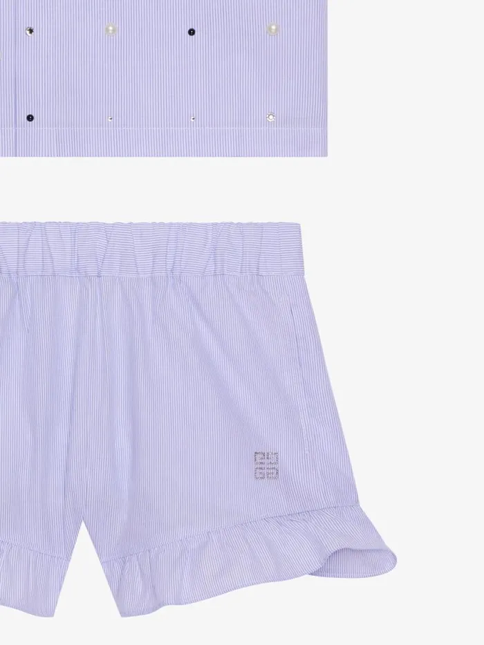 College Shirt And Shorts With Stripes Set Whiteblue Kids Givenchy