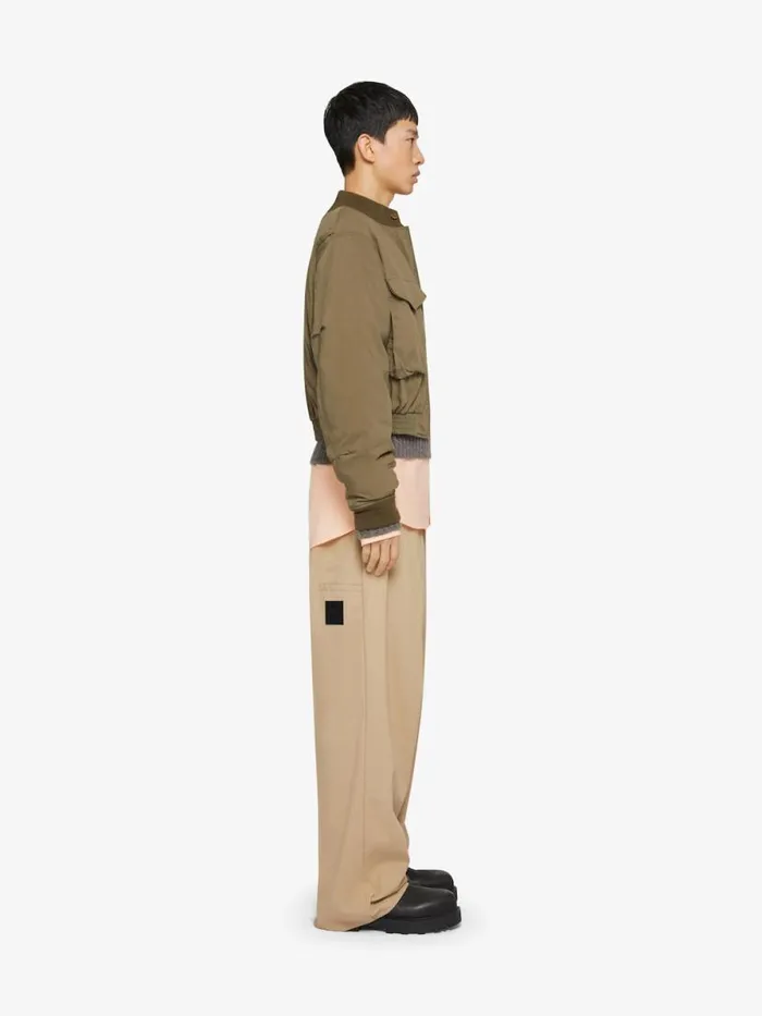 Cropped Bomber Jacket In Cotton Olive Green Men Givenchy Coats and Jackets