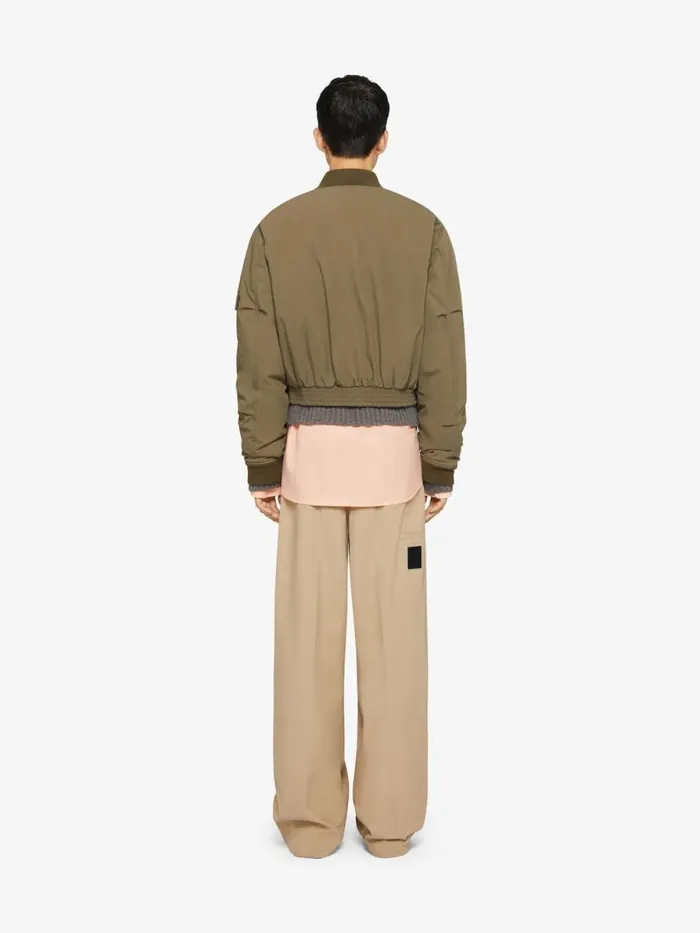 Cropped Bomber Jacket In Cotton Olive Green Men Givenchy Coats and Jackets