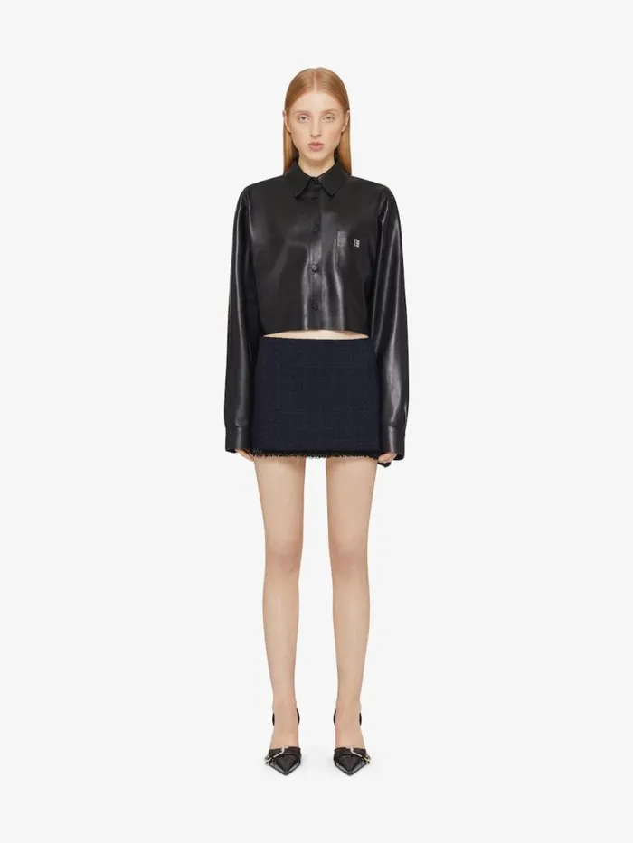 Cropped Shirt In Leather With 4g Detail Black Women Givenchy Tops and Shirts