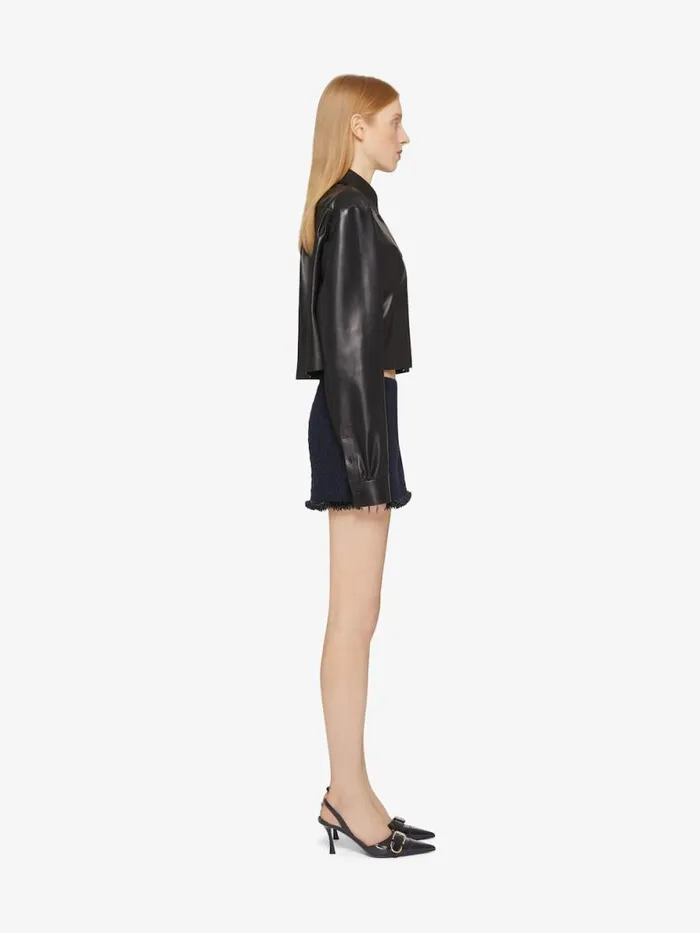 Cropped Shirt In Leather With 4g Detail Black Women Givenchy Tops and Shirts