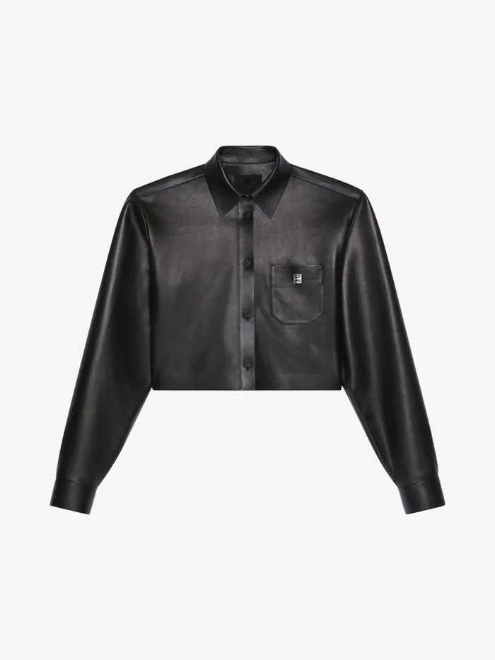 Cropped Shirt In Leather With 4g Detail Black Women Givenchy Tops and Shirts