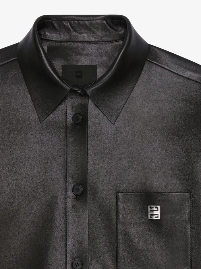 Cropped Shirt In Leather With 4g Detail Black Women Givenchy Tops and Shirts