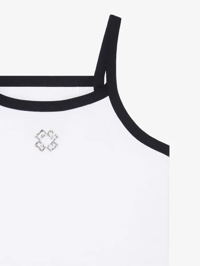 Cropped Tank Top In Cotton And Crystals With 4g Detail White Women Givenchy Tops and Shirts