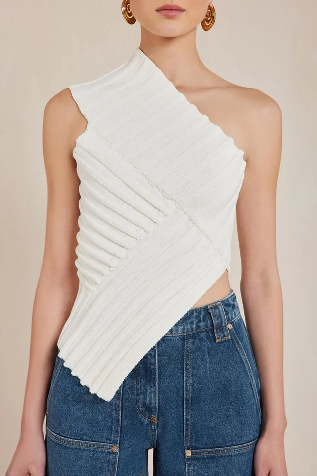 Cult Gaia Del Knit Top Off White Women Knits