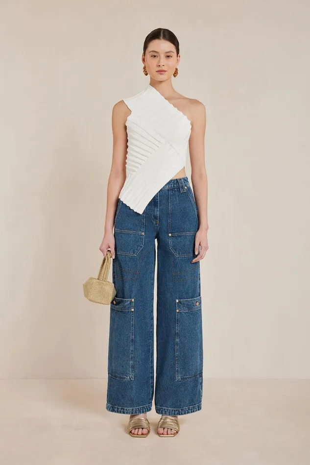 Cult Gaia Del Knit Top Off White Women Knits Cult Gaia Del Knit Top Off White Women Knits