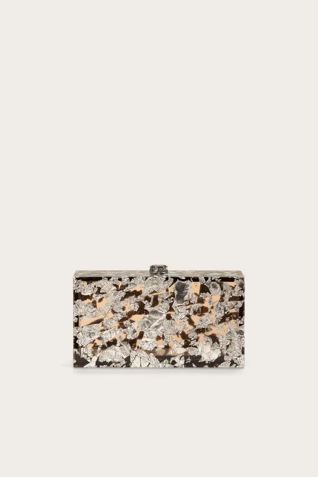 Cult Gaia Ela Clutch Shiny Silver Women Clutches
