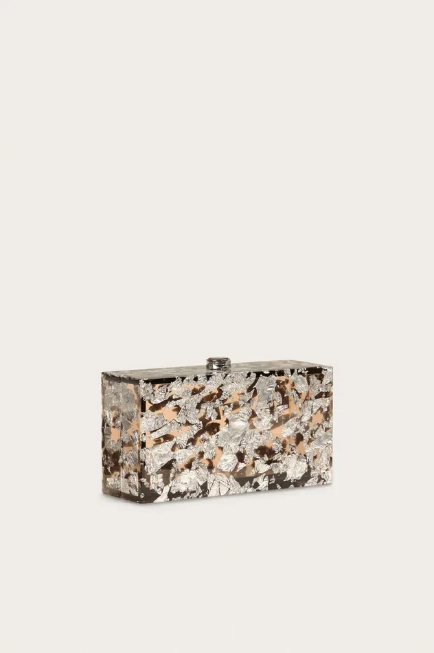 Cult Gaia Ela Clutch Shiny Silver Women Clutches