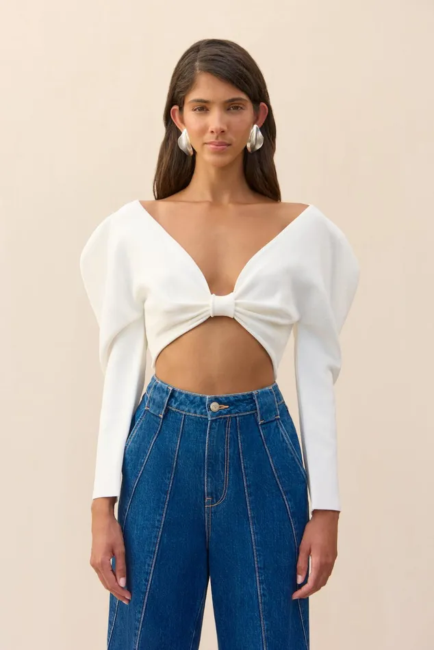 Cult Gaia Ellie Knit Top Off White Women Knits