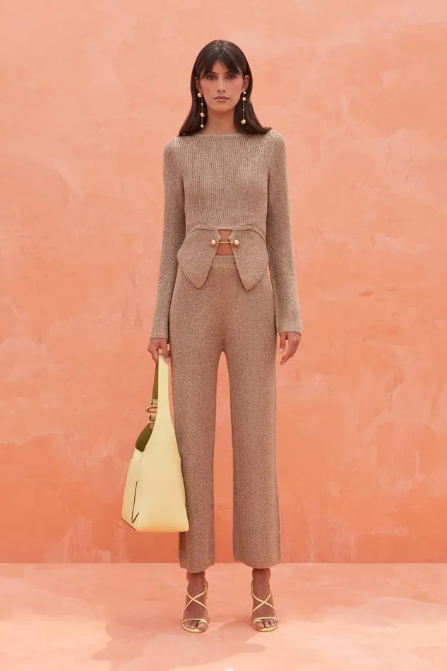Cult Gaia Ramsey Knit Top Champagne Women Knits Cult Gaia Ramsey Knit Top Champagne Women Knits