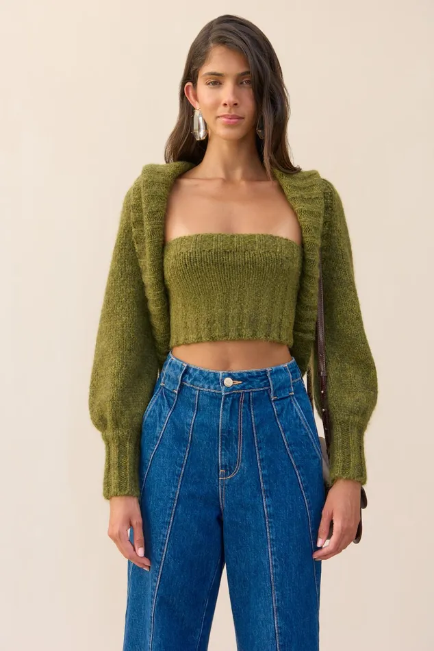 Cult Gaia Virginie Cardigan Set Algae Melange Women Sets