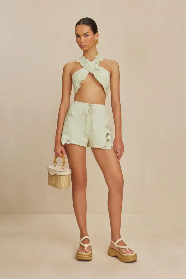 Cult Gaia Zuria Short Light Honeydew Women Bottoms