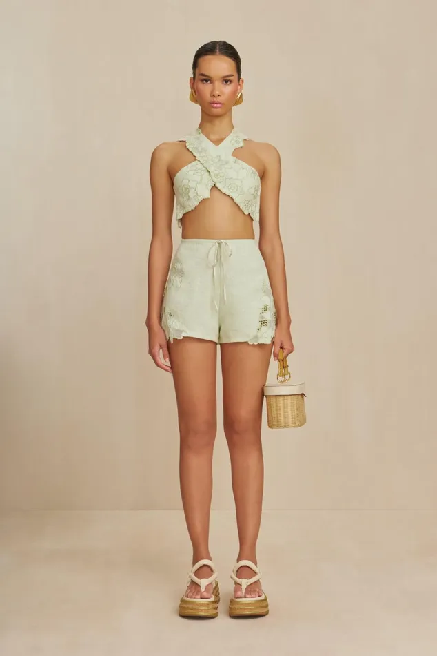 Cult Gaia Zuria Short Light Honeydew Women Bottoms