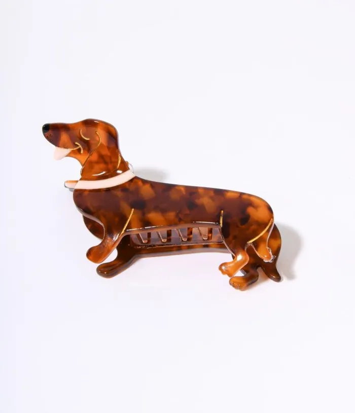 Dachshund Acrylic Hair Claw Accessories Unique Vintage Beauty