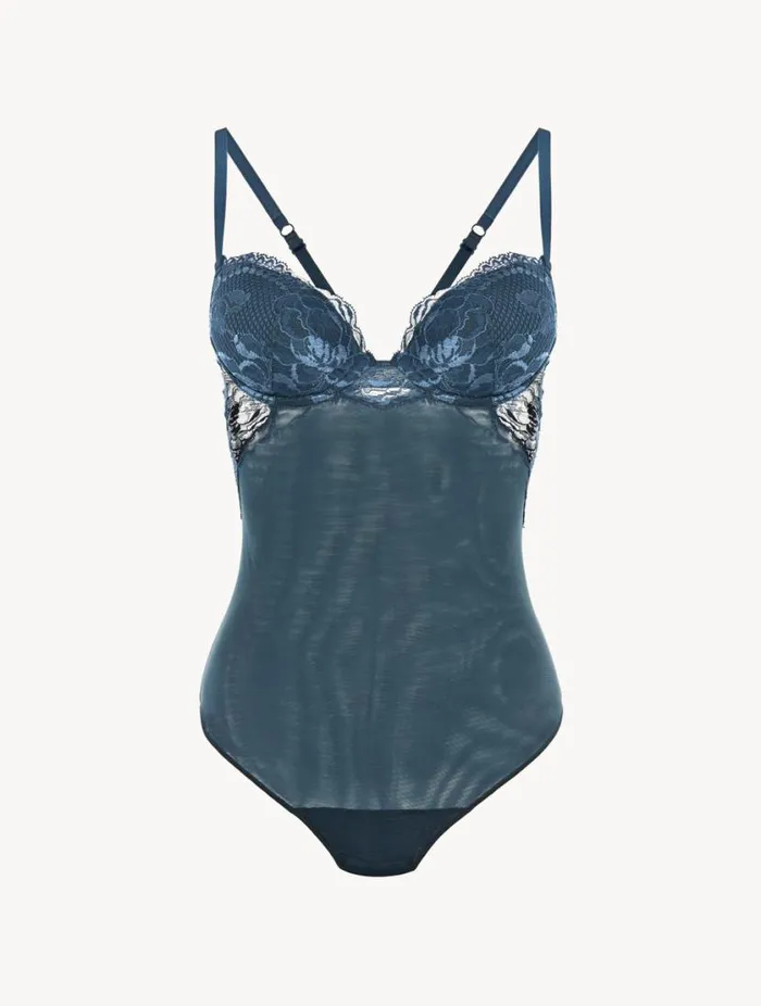 Dark Blue Lace Bodysuit Lingerie La Perla Bodysuits and Bustiers