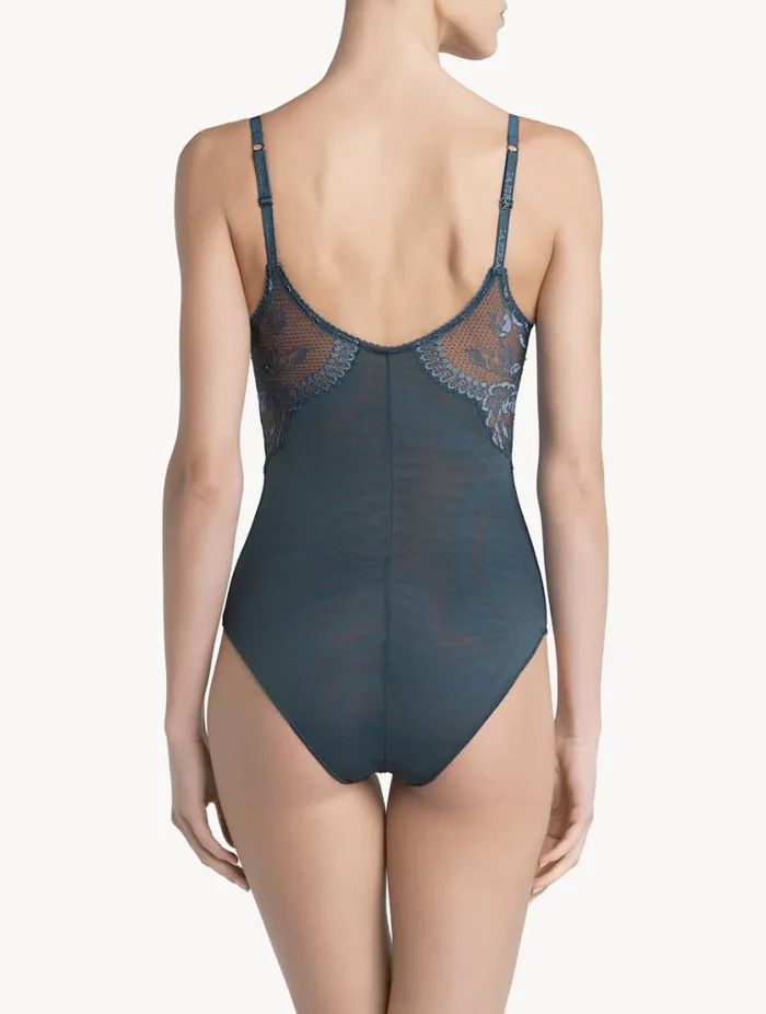 Dark Blue Lace Bodysuit Lingerie La Perla Bodysuits and Bustiers