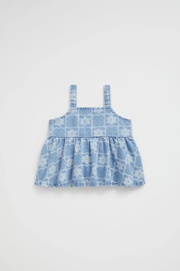 Denim and Jeans Baby Seed Heritage Daisy Check Cami Clean Blue Wash