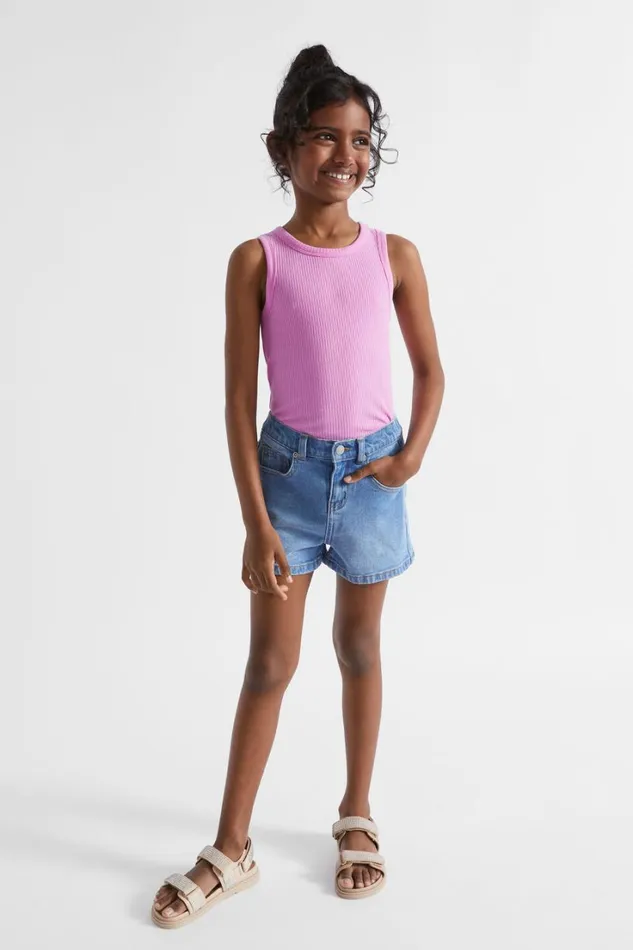 Denim and Jeans Girl Seed Heritage Denim Short Bright Blue Wash