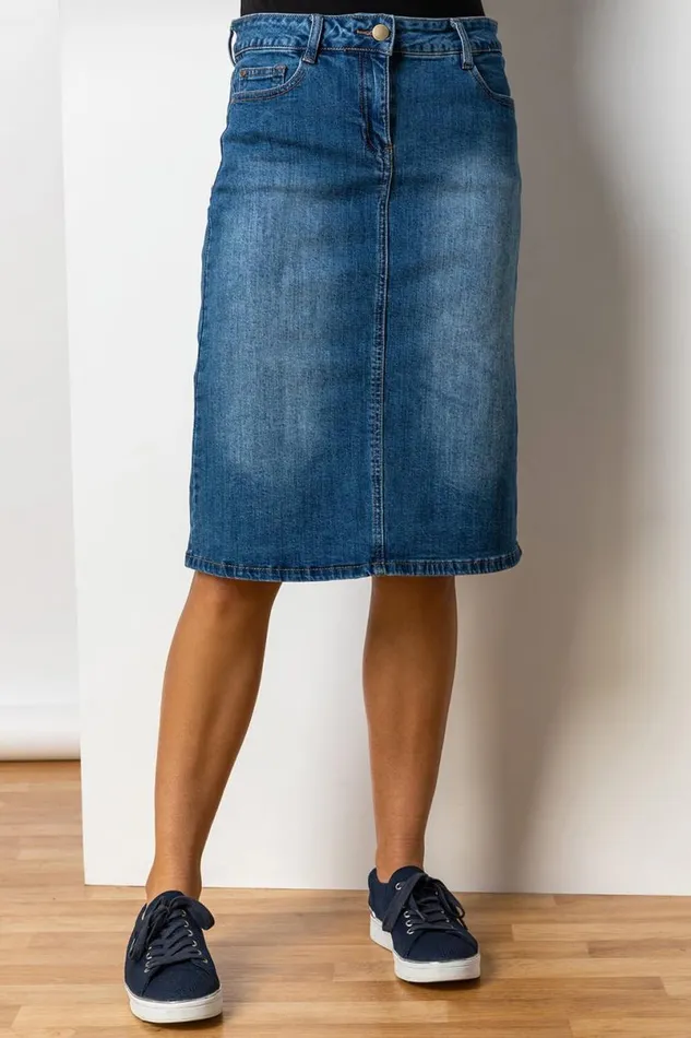 Denim Cotton Denim Stretch A Line Skirt Women Roman Coords