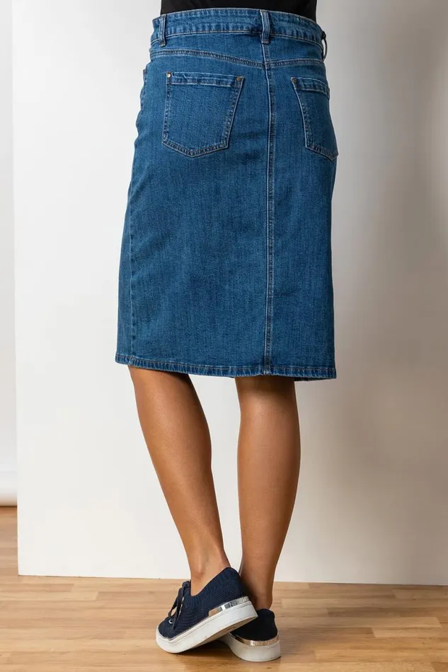 Denim Cotton Denim Stretch A Line Skirt Women Roman Coords