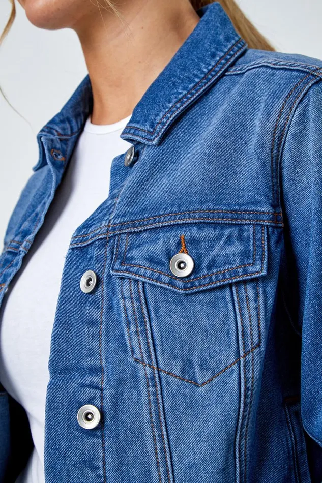 Denim Petite Bleached Denim Jacket Women Roman Jackets