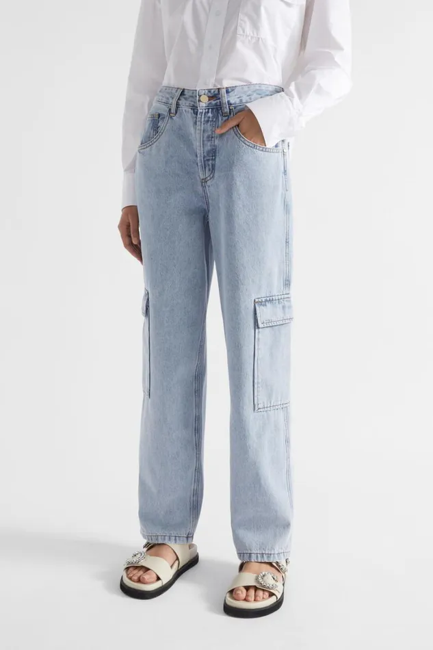 Denim Woman Seed Heritage Denim Cargo Pant Pacific Wash