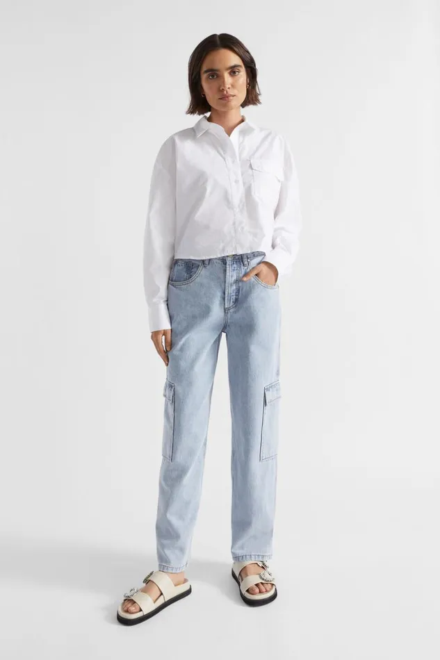 Denim Woman Seed Heritage Denim Cargo Pant Pacific Wash