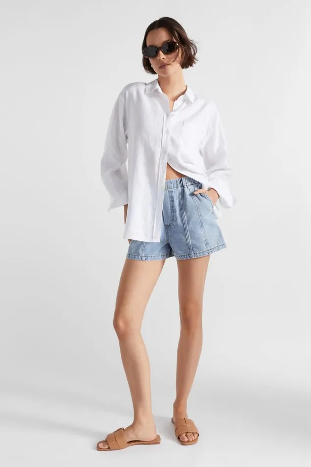 Denim Woman Seed Heritage Denim Jogger Short Denim Wash