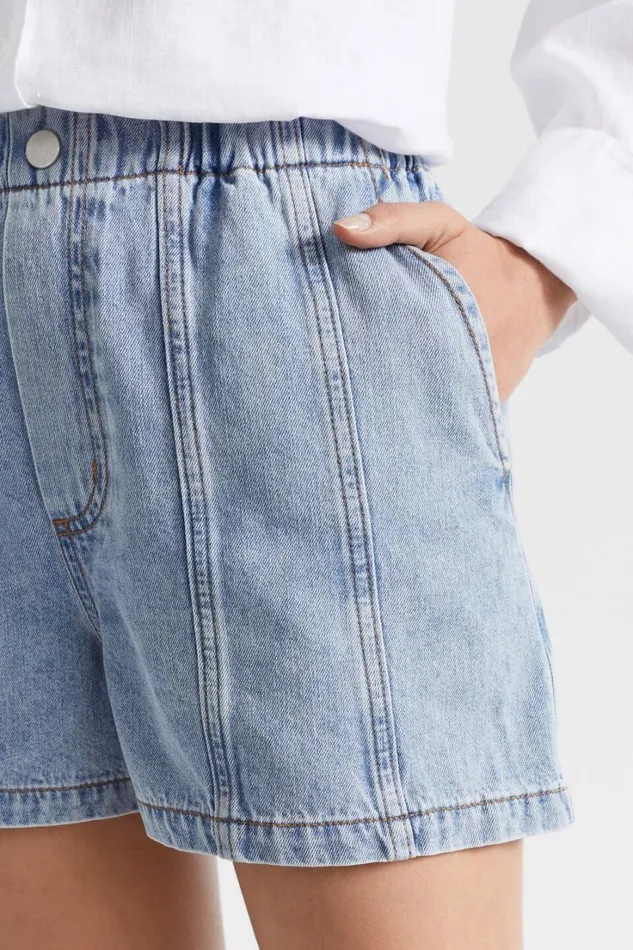 Denim Woman Seed Heritage Denim Jogger Short Denim Wash
