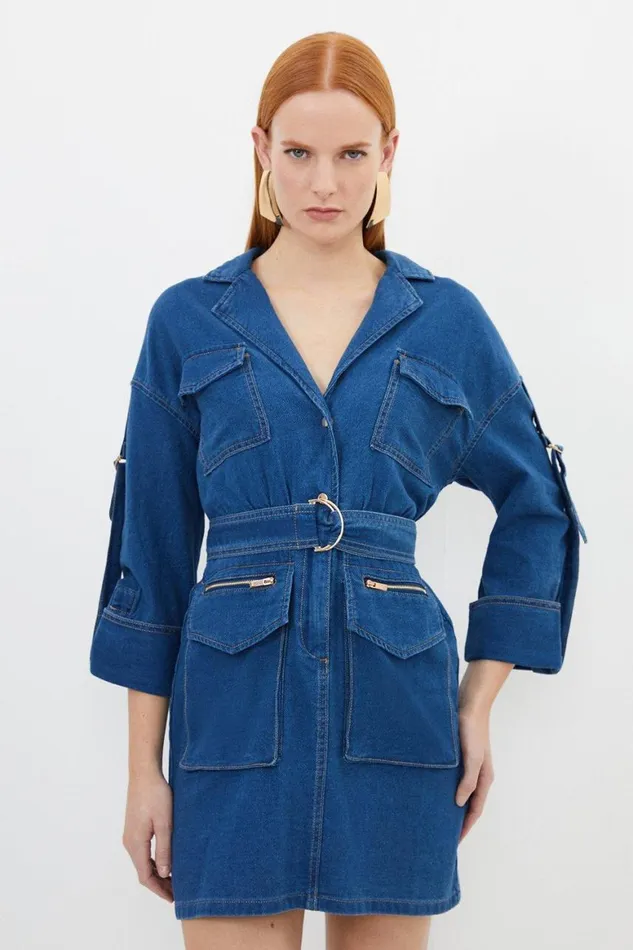 Denim Women Karen Millen Denim Woven Shirt Mini Dress Denim