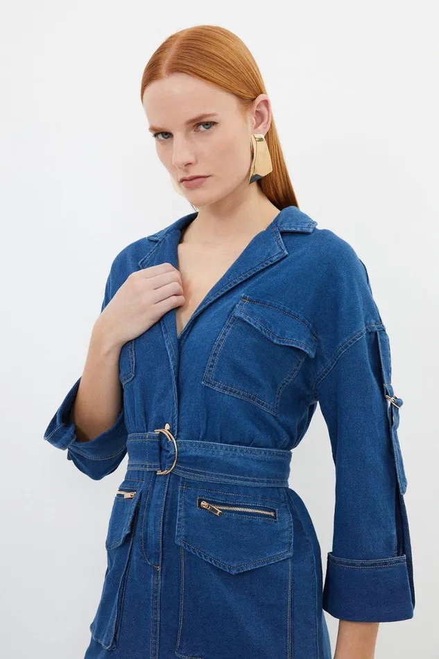 Denim Women Karen Millen Denim Woven Shirt Mini Dress Denim